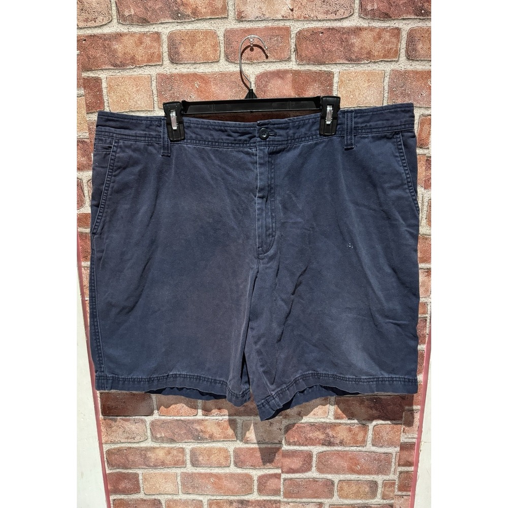 Izod Saltwater Shorts Mens 42 Navy Blue Khaki Stretch Flat Front Casual‎ Chino